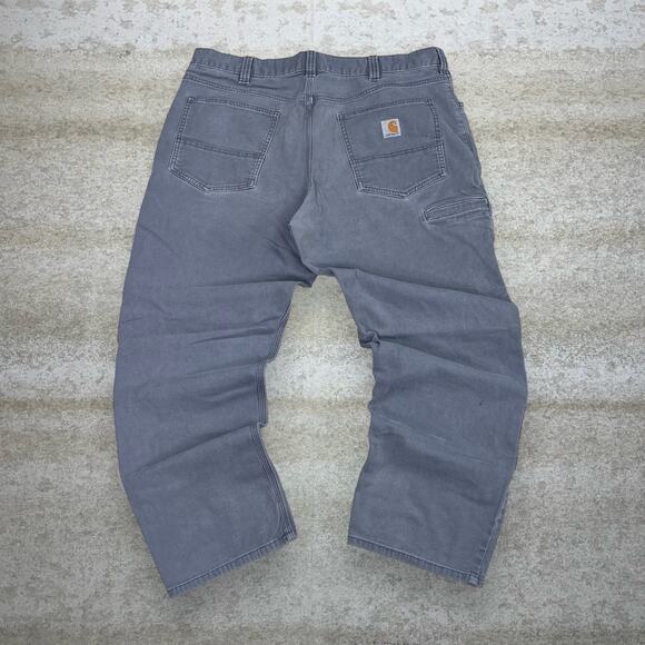 Vintage Carhartt Carpenter Pants Grey Canvas Relaxed Fit Dungarees Painters 90s - Picture 1 of 4